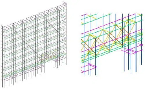Immagine di un ponteggio progettato, mostrando come le strutture possano essere create per sostenere carichi pesanti