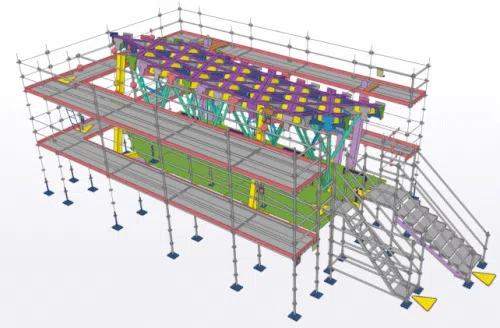 Immagine di un ponteggio Cimolai con tecnologia di digitalizzazione per la sicurezza: una soluzione innovativa per la progettazione di ponteggi